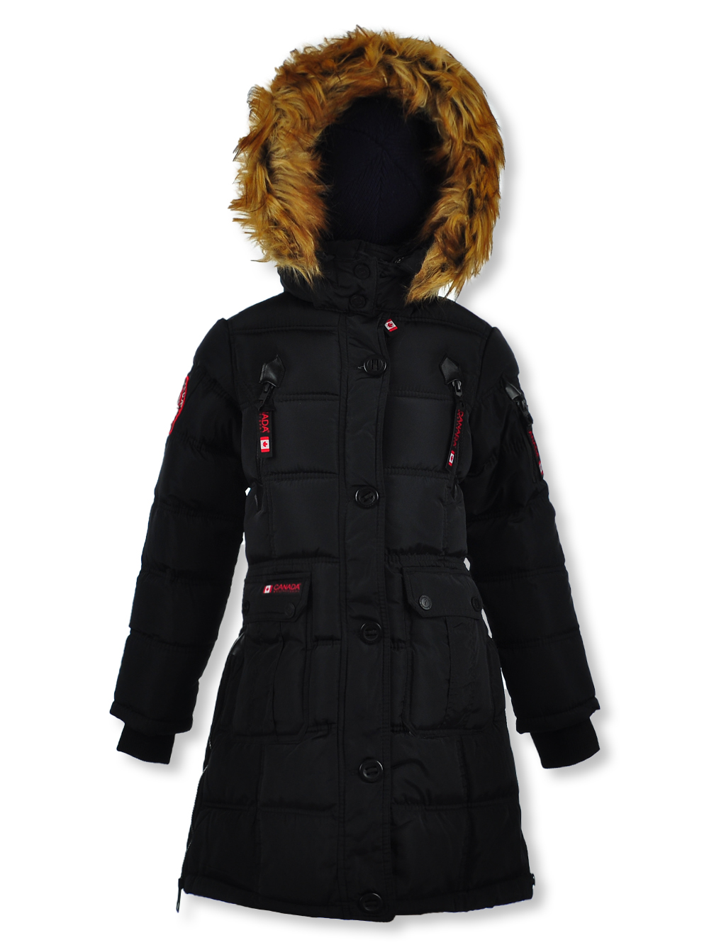 Canada Weather Gear Girls' Faux-Fur Long Parka - black/natural, 2t (Toddler) - image 2 of 3