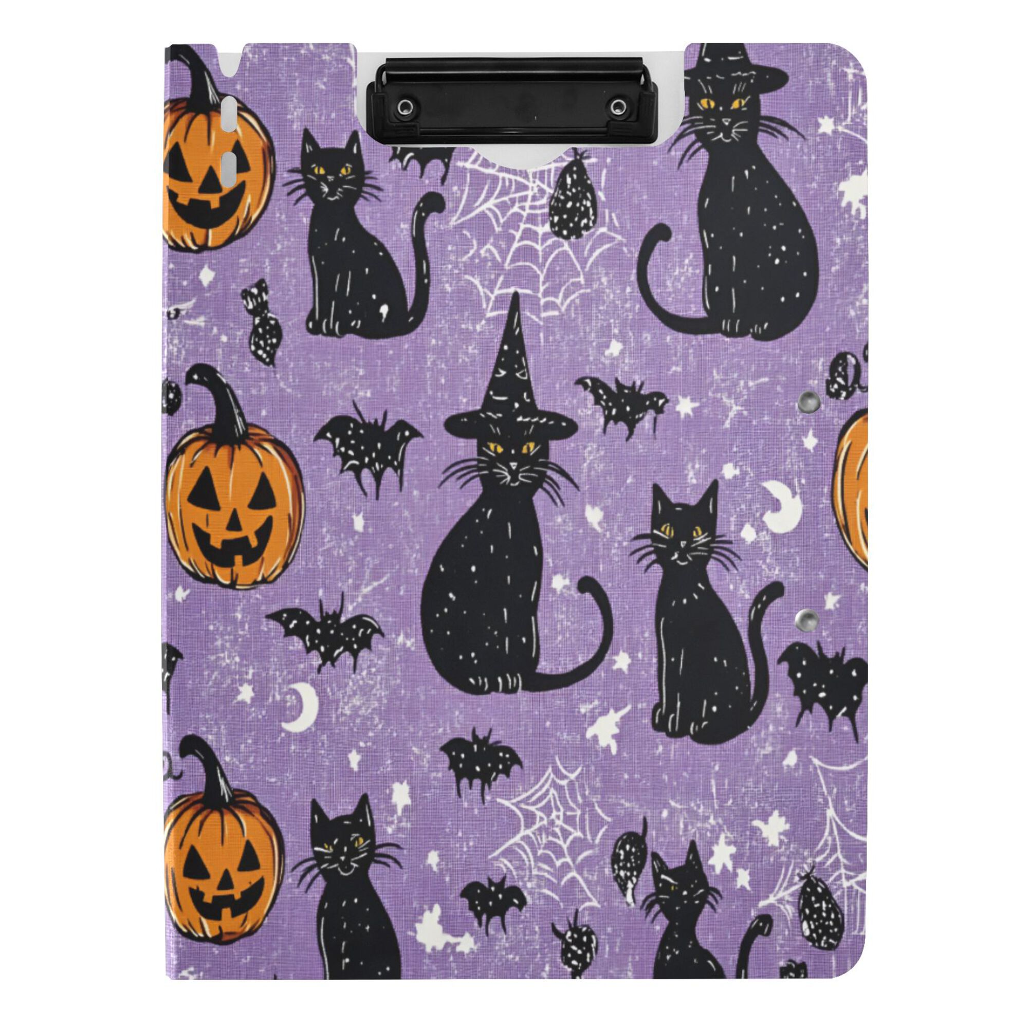 FORMRS A4 Clipboard Folder with Pen Holder Horizontal Foldable School Office Binder, Halloween Cats