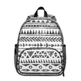 thumbnail image 1 of Artistic Student Backpack – Vintage Fashion with Abstract Tribal Style, Ink and Sketch Geometric Plaid Design, Rustic Aesthetic Bag, 1 of 6