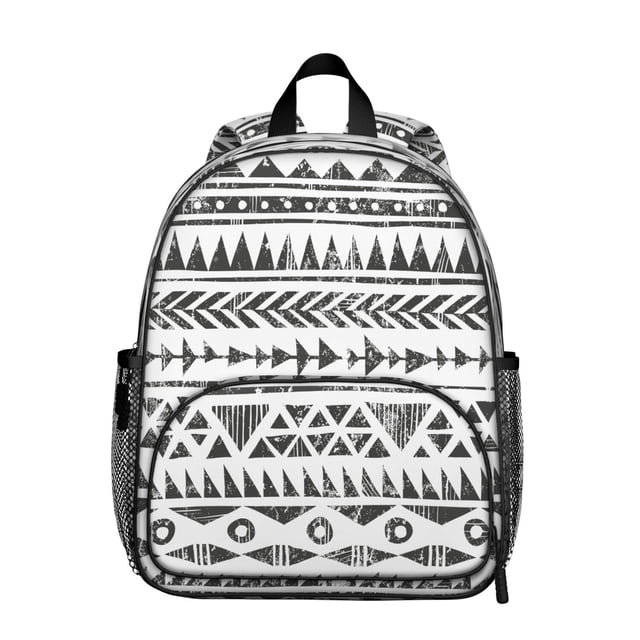 Artistic Student Backpack – Vintage Fashion with Abstract Tribal Style, Ink and Sketch Geometric Plaid Design, Rustic Aesthetic Bag