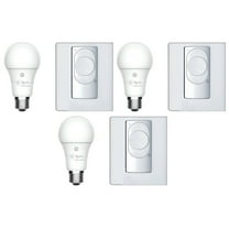 (case of 3 kits) GE Wirefree Switch Starter Pack with Soft White LED A19 Smart Bulb Starter kit, C by GE, wire-free switch and LED Light bulb  (switch requires no electrical wiring)