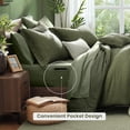 thumbnail image 4 of Olive Green King Comforter Set 7 Piece Reversible Bed in a Bag with Sheets, 4 of 5