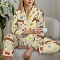 thumbnail image 5 of KLL Dachshund Dog And Flower Print Women's Long Sleeve Pajamas with Pants Sleepwear Loungewear 2 Set-Large, 5 of 7