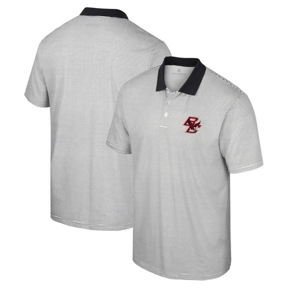 Men's Colosseum White Boston College Eagles Print Stripe Polo
