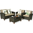 thumbnail image 5 of Spaco Patio Furniture 4 Pieces Conversation Sets Outdoor Wicker Rattan Chairs Garden Backyard Balcony Porch Poolside loveseat with Coffee Table and Cushions, 5 of 9