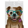 thumbnail image 2 of Fab Funky 20x24 Gold Ornate Wood Framed with Double Matting Museum Art Print Titled - English Bulldog and Flower Glasses, 2 of 4