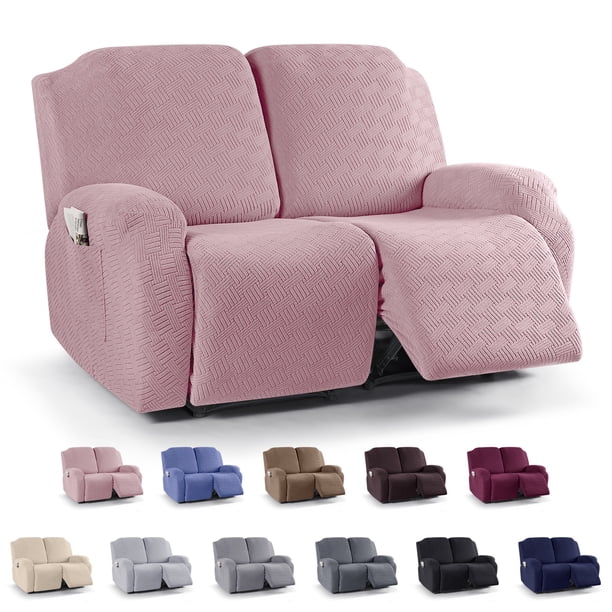 Nvzi Funda de sofá elástica de jacquard, funda de poliéster para sillón reclinable, fácil de instalar, lavable, protector de sofá de 2 plazas (rosa)
