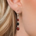 thumbnail image 3 of Gem Stone King 925 Sterling Silver Red Garnet 3 Stone Dangle Earrings for Women (6.34 Cttw, Gemstone January Birthstone, Oval 8X6MM, 7X5MM and 6X4MM), 3 of 6
