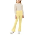 thumbnail image 3 of BRGZLK 3 Pack Girls Flare Leggings Solid Color Bottom Pants Wearing Casual High Waist Pants For Girls Kids Cotton Casual Clothes Can Be Worn Outside Yellow 8-9 Years, 3 of 5