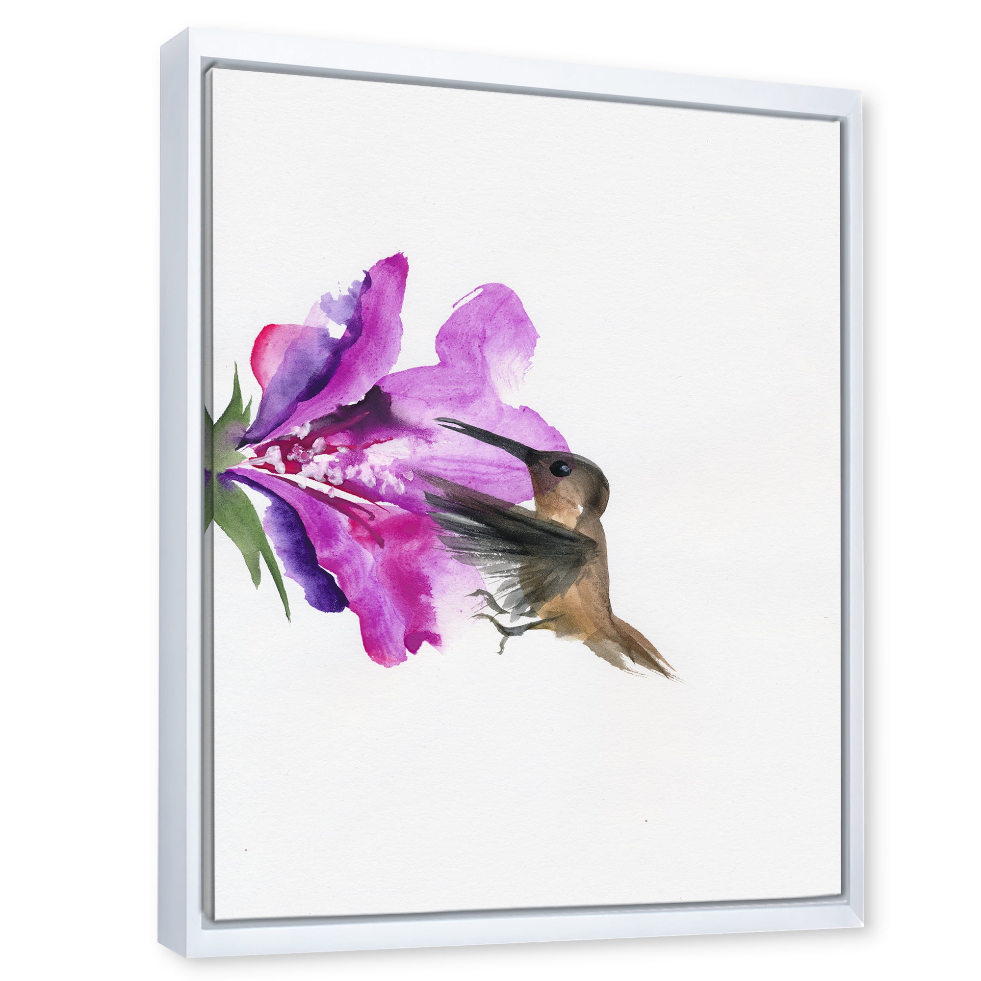 Designart 'Purple Fuchia VIntage Flower' Traditional Framed Canvas Wall Art Print