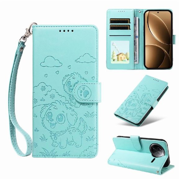 Funda Cartera GANGXUN con Diseño de Perrito en Relieve para Xiaomi POCO F7 Ultra , Protección 360° con Ranuras y Correa Desmontable