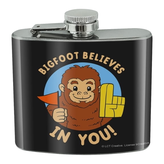 Bigfoot Believes in You Funny Humor Stainless Steel 5oz Hip Drink Kidney Flask