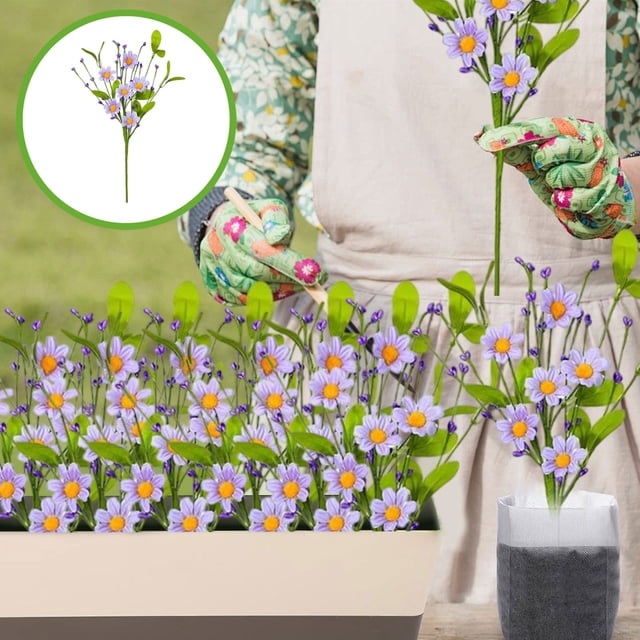 Artificial Daisy Flower Stem | Faux Greenery European Wildflower Arrangement | Realistic Plastic Berry Stems | Home Office Décor | Lifelike Green Leaves | 16 Inch - 1 Piece