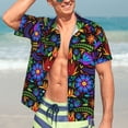 thumbnail image 5 of Lsque Colorful Floral pattern Hawaiian Shirt for Men, Unisex Summer Beach Casual Short Sleeve Button Down Shirts-Large, 5 of 9