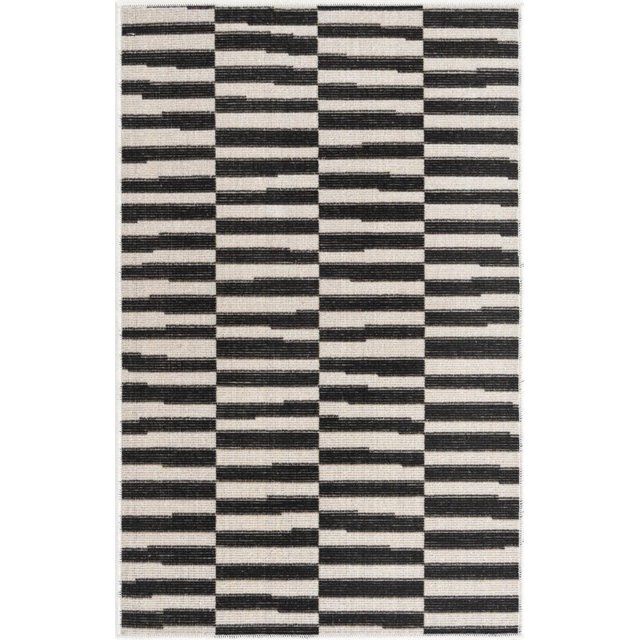 Unique Loom Williamsburg Alternating Stripes Rug 2' x 3' Rectangle Black/Beige