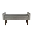 thumbnail image 2 of HomePop Fulton Banc de Rangement Moderne en Tissu Velours, Fini Gris, 2 of 10
