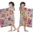 thumbnail image 4 of Pioneer Flower Floral Print Pattern Hooded Bath Towel，60"x35" for Ages 3 To 12 Kids, Quick Dry Lightweight Soft Microfiber Hood Beach Towel Cover Up for Kids, 4 of 7