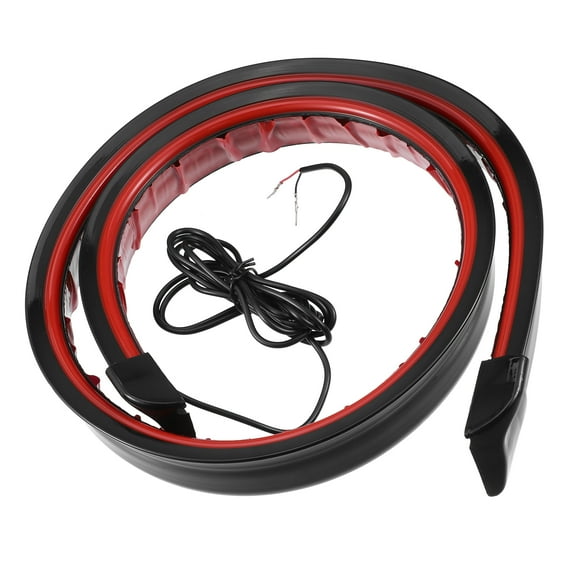 Unique Bargains Universal Car Spoiler with Red LED Light 47.2inch/1.2m Spoiler Lip Tail Light Strip Bar Rubber Black