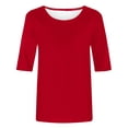 thumbnail image 4 of Womens 2026 Half Sleeve Tops Solid Color Summer Spring Tees Fashion Crewneck Blouse Loose Soft Trendy Clothing Dressy Lightweight Comfy Outfits Going Out Tops Ladies Fashion Trendy, 4 of 5