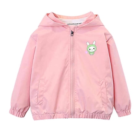 Cethrio Kids Girls Jackets with Zipper Hooded Lightweight Printed Casual Fall Outerwear Pink Size 5T