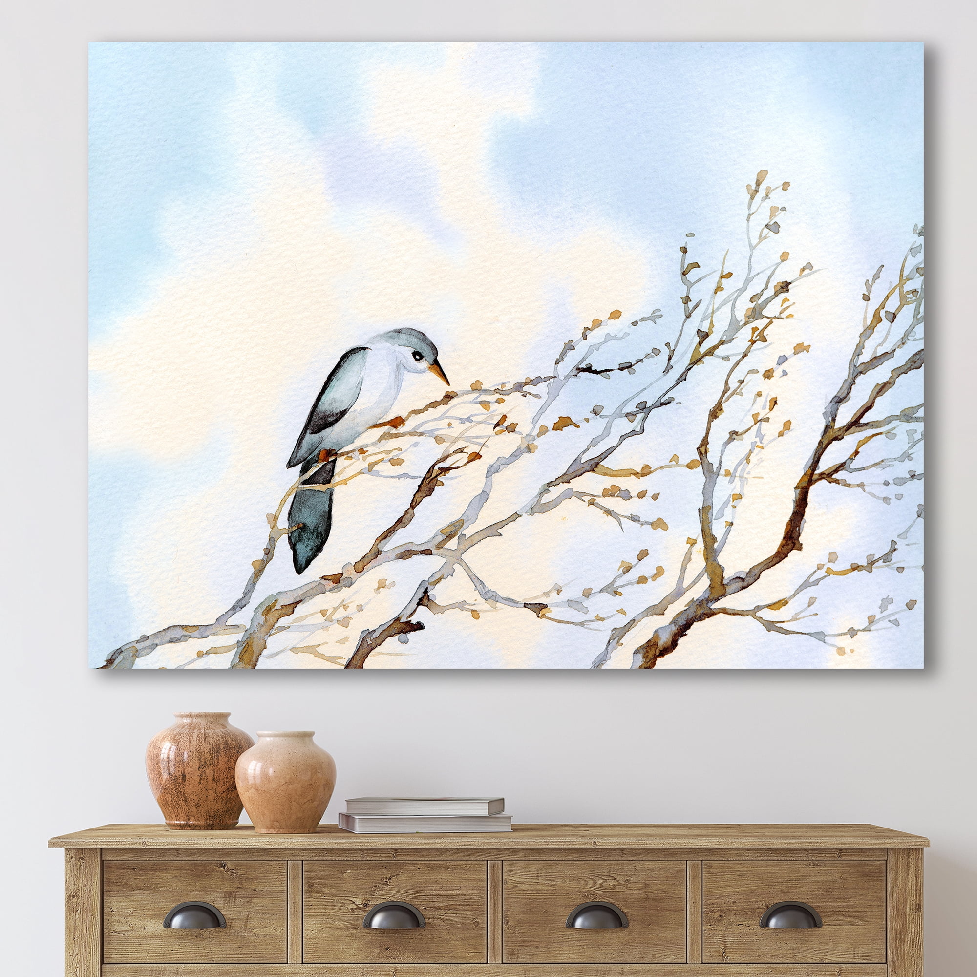 Designart ' Big Old Barren Twig Yard ' Traditional Canvas Wall Art Print