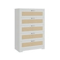 thumbnail image 6 of 5 Drawer Rattan Dresser for Bedroom, 47.24" Tall Dresser with Power Outlets, Wood Dresser Chest of Drawers with Metal Handles for Living Room Closet Hallway Entryway, 6 of 7