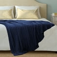 thumbnail image 1 of PiccoCasa Cotton Knitted Blanket Throw Blanket for Couch, Bed, Sofa, Travel, Navy Blue 60" x 78", 1 of 10