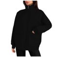 thumbnail image 2 of ClodeEU Women's High Neck Zip Up Sweatshirt with Two Pockets,Casual Long Sleeve Fall Fashion Top Black,Womens Plus XL, 2 of 8