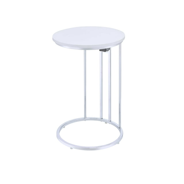 ACME Litten Table d'Extrémité Ronde en Chrome et Whtie