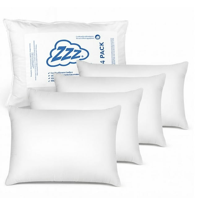 4 Pack Almohadas Firme Estándar + Fundas De Regalo