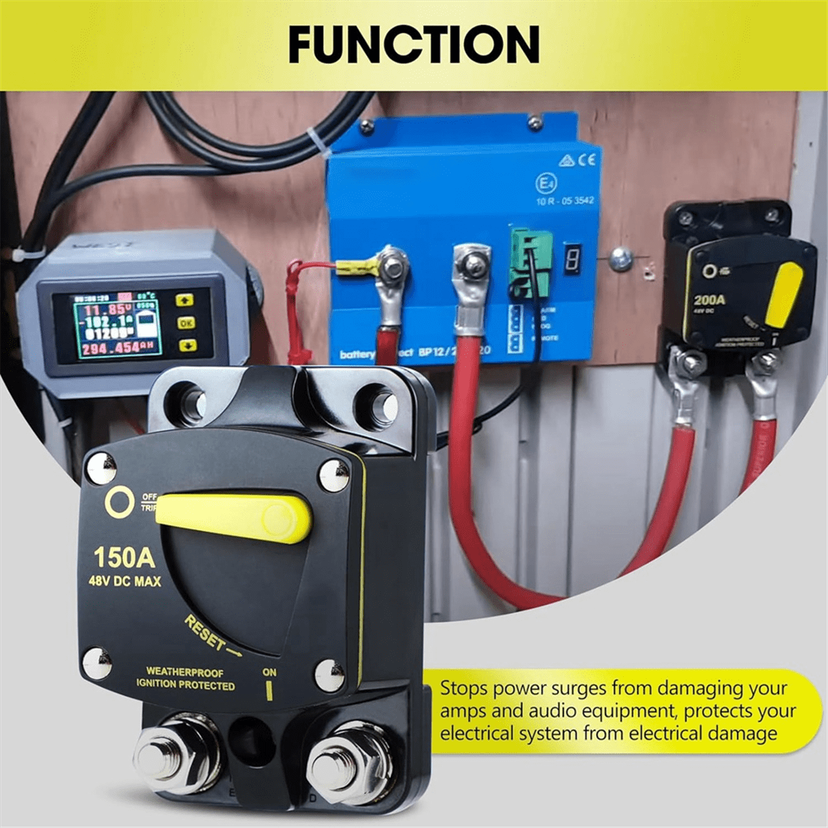 300 Amp Circuit Breaker with Manual Reset Switch High Amperage for Marine RVs Yacht Trolling Boat Battery Solar System