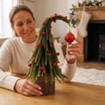 thumbnail image 7 of Christmas Tree Tabletop Decor, Bent Artificial Small Xmas Tree with Red Berries & Ornament Ball, Potted Christmas Centerpiece for Mantel, Shelf, Dining Table, Farmhouse Indoor Holiday Party Decor, 7 of 7