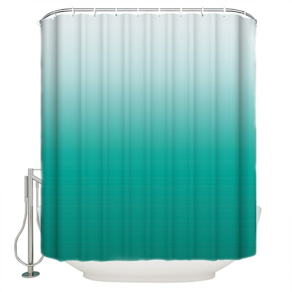 Cyan Turquoise Shower Curtain, 48" x 72", Gradient Waterproof Bathroom Curtain Washable Shower Curtain Set with 12 Hooks