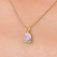 thumbnail image 3 of Gem Stone King 10K Yellow Gold Simulated Pink Opal Pendant Necklace for Women | 0.63 Cttw | Gemstone October Birthstone | Oval Cabochon 7X5MM | With 18 inch Chain, 3 of 6