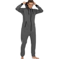 thumbnail image 4 of Hombres Casual Sólido Con Capucha Cremallera Una Pieza Bolsillo Suelto Ropa Deportiva Traje Pompotops oipoqjl29293, 4 of 6