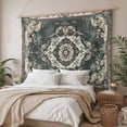 thumbnail image 3 of Green Boho Large Tapestry for Bedroom Wall Hanging Tapestry, Vintage Southwestern Geometric Abstract Ceiling Backdrop Tapestries Poster Blanket Wall Decor for Teens Room Living Room Dorm 86" x 104", 3 of 8