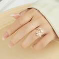 thumbnail image 2 of Chic Cherry Blossom Flower Ring for Women Pink Crystal CZ Floral Statement Rings Flower Leaf Wrap Finger Ring Adjustable Open Band Rings, 2 of 9