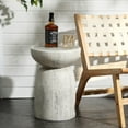 thumbnail image 3 of LuxenHome Rustic Off White and Gray Round 19.7-Inch Tall MgO Side Table, Indoors and Outdoors, 3 of 8