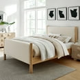 thumbnail image 2 of Platform Bed Frame, King, Ivory White, Fabric, Hotel Bedroom, Modern Contemporary, HB38197, 2 of 9