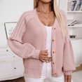 thumbnail image 6 of ZZkhGo Women's Casual Loose Long Sleeve Top Colorblock V-Neck Knitted Sweater Cardigan Jacket Cardigan Winter Coats For Women Cardigan Sweaters For Women Lightweight, 6 of 7
