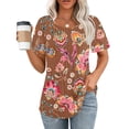 thumbnail image 1 of Fiudx Ofertas Flash Del Día Solo En Línea Top Estampado con Cuello Redondo y Manga Corta Informal para Mujer a La Moda, 1 of 6