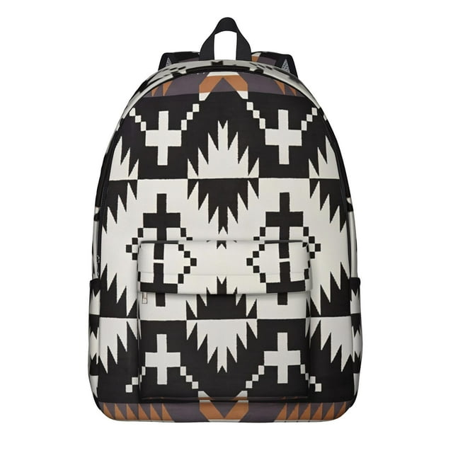Nordic Rustic Style Backpack – Abstract Tribal-Inspired School Bookbag with Durable Oxford Material and Anti-theft Features