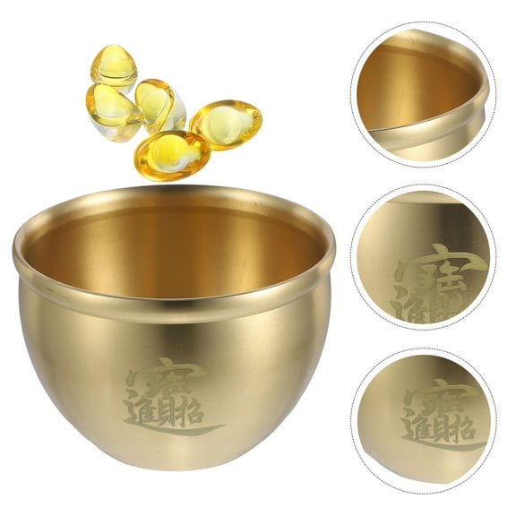 FOMIYES 8 Small Brass Fortune Bowl Basin Shape Traditional Style for Office Decoration Household Decor