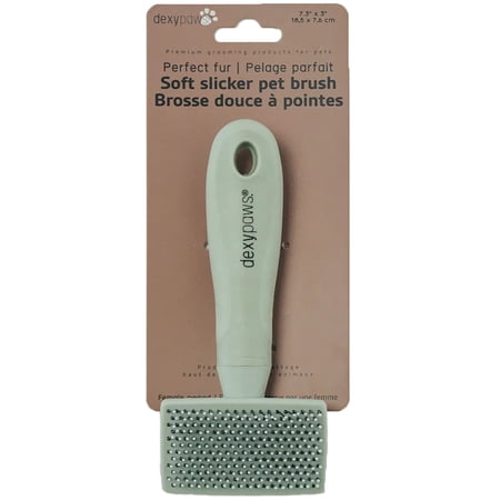 Dexypaws: Soft Slicker Pet Brush - Sage Green, Dog & Cat Grooming Tool, Flexible Bristles, Coat Maintenance, Remove Fur-Hair, Distributes Natural Oils