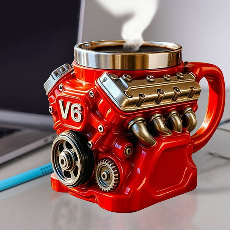 V8 Engine Resin With Inner Liner Mug And Personalized Mechanical
