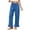 CYZ51-Blue, variant on Linen Palazzo Pants For Women Button Elastic High Waisted Ruffle Hem Linen Pants Relaxed Fit Lounge Baggy Pant With Pockets Blue M