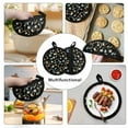 thumbnail image 4 of Xoenoiee 2 PCS Pot Holders Kitchen Heat Resistant Hot Pads Reusable Stylish Hot Mat Oven Mitts 2-in-1 for Kitchen Cooking Baking 8 Inch Round Tabletop Decor, Mushroom Daisy Rainbow Black, 4 of 7