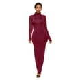 thumbnail image 4 of Lindreshi Plus Size Dresses for Women on Women's Casual Color High Collar Long Sleeve Stretch Slim Long Dress, 4 of 6