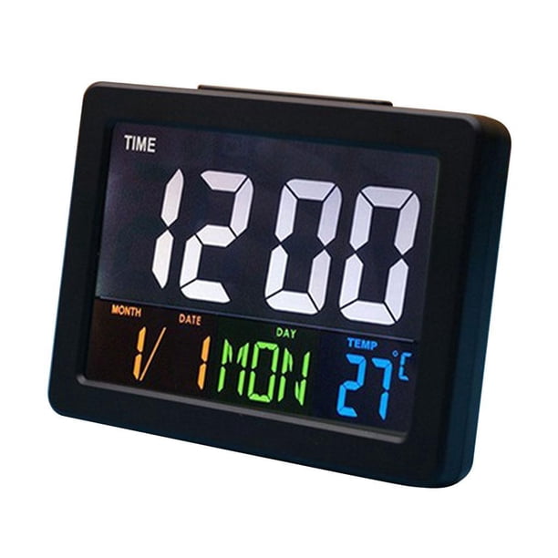 Cateissary LCD Digital Nap Timer Snooze Despertador Reloj Pantalla de temperatura Decoración del hogar Negro