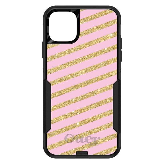 DistinctInk OtterBox Commuter Custom Case for Apple iPhone 15 (6.1" Screen) - Diagonal Stripes Pattern - Wireless Charging Compatible